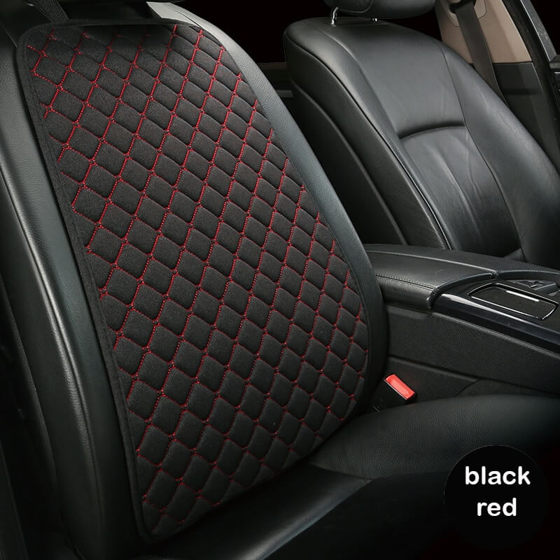 Linen Car Seat Cover in Black with Red stitching